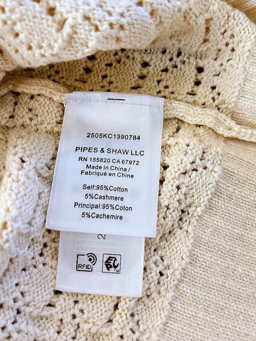 Veronica Beard Pipes & Shawl Cardigan Cream & Black Cotton Cashmere Cardigan - Picture 8 of 8